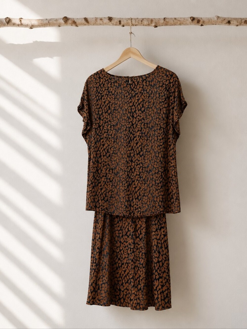 Vintage Carole Little Petites Leopard Print Two-Piece Skirt Set